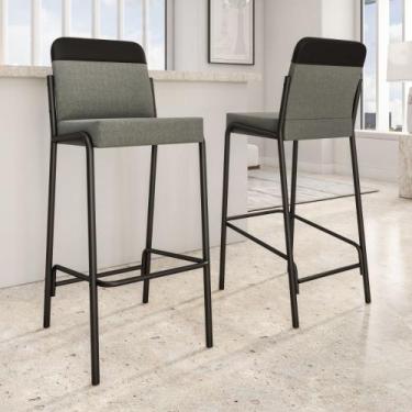 Imagem de Kit 2 Banquetas Altas Duo Carraro Grafite e Preto