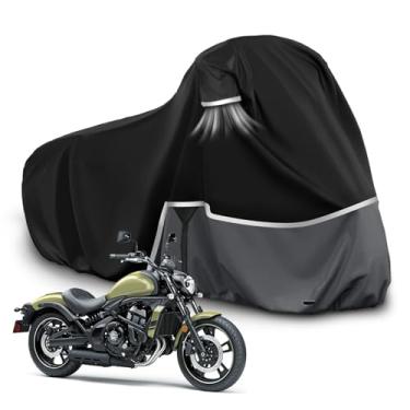 Imagem de Capa de motocicleta à prova d'água para Kawasaki Vulcan 650 900 1500 e Eliminator 450 Cruiser sem modelo de porta-malas, capa de motocicleta de tecido Oxford 420D para proteção de neve chuva e poeira