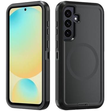 Imagem de Asuwish Capa de telefone para Samsung Galaxy S24 FE 5G com protetor de tela de vidro temperado Capa magnética híbrida à prova de choque rígida protetora resistente acessórios resistentes S 24 EF AI