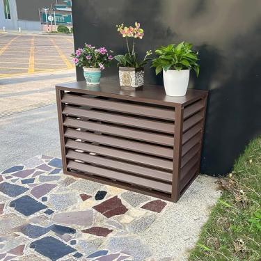 Imagem de Tela De Cerca De Privacidade De Alumínio Para Unidades De Ar Condicionado Externas - Tampa Decorativa Ac Com Grades De Proteção E Escudo Da Bomba De Calor, Brown, 110X60X80CM