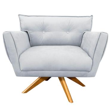 Imagem de Kit 02 Poltronas Giratória Anitta Suede Strass Base Madeira