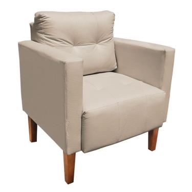 Imagem de Poltrona Decorativa Lívia Corino Pés Chanfrado Drossi Bege