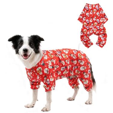 Imagem de SCENEREAL Pijama de Natal para cães pequenos, médios e grandes, meninas, meninos, roupas fofas para animais de estimação, suéter de inverno para filhotes, macacão macio para cachorrinhos de Natal