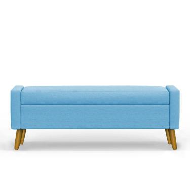 Imagem de Recamier Bau Londres 1,20m Suede Azul Turquesa - Clique Decor
