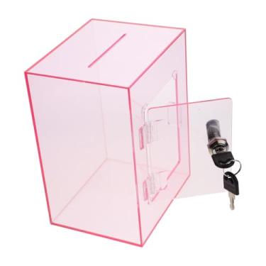 Imagem de Toyvian Caixa de doação de acrílico SAFEClear com trava multifuncional e estojo de armazenamento de sugestões para sorteios de arrecadação de fundos e coleta de cartas para escritórios, fábricas e