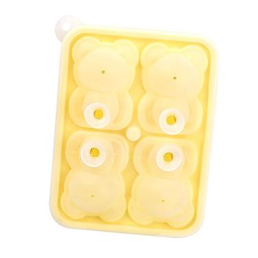 Imagem de AYNEFY Molde de Cubo de Gelo de Urso, Silicone de Qualidade Alimentar, Fabricante de Gelo de 4 Grades para Uso Doméstico ou Em Loja (Amarelo)