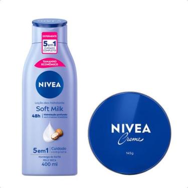 Imagem de Kit 2 Hidratante Nivea Soft Milk 400ml E Creme Lata 145g