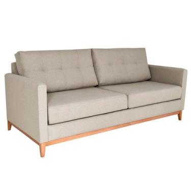 Imagem de Sofá 3 Lugares Carlo Veludo Bege e Mel 180 cm - Sofani