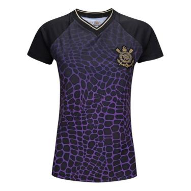 Imagem de Camisa Corinthians Dry Feminina - Preto E Roxo