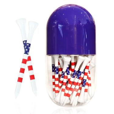 Imagem de EWILLING Camisetas de golfe de bambu premium estrelas e listras com sistema de marcas | Tamanho 3-1/10.2 cm | Pacote com 50 | Ponta de baixa resistência para presentes de golfe menos fricção para