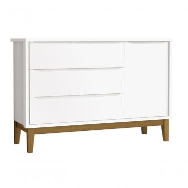 Imagem de Cômoda Sapateira Classic New Branco Fosco Com Madeira - Reller