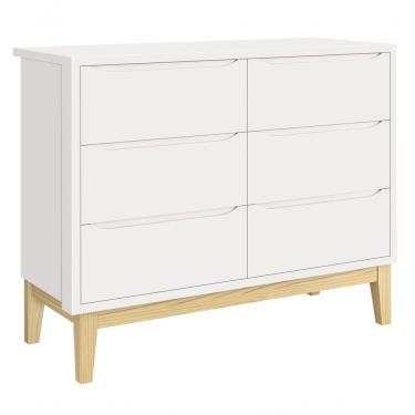 Imagem de Cômoda 6 Gavetas Classic New Branco Fosco Com Natural - Moveisaqui