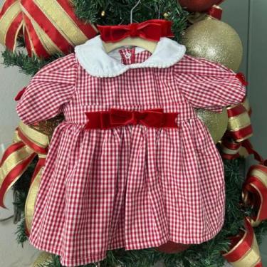 Imagem de Vestido Natal Infantil Premium com Laços e Gola Boneca - Acompanha Fai