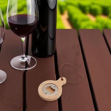 Imagem de Generic 1 peça abridor de garrafas magnético cão vestido como mergulhador abridor de garrafas madeira de faia alça redonda ímã madeira marrom claro 6 x 8,5 x 1,2 cm