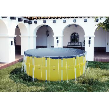 Imagem de ShadeMart Capa de piscina redonda de 15' Lona de cobertura de piscina de inverno azul 100 GSM extra resistente anti-folha impermeável resistente a UV tamanho personalizado capa de piscina (tamanho da