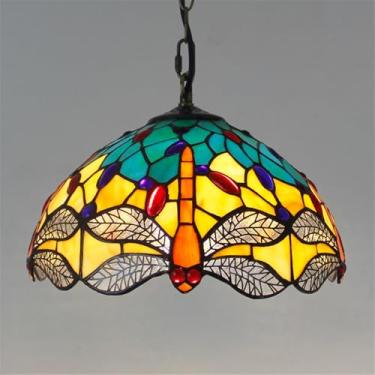 Imagem de Luminária pendente contemporânea de luxo em vidro colorido com LED, estilo retrô americano, ideal para sala de estar, restaurante, quarto, hotel, casa de campo, corredor, café, bar ou escada