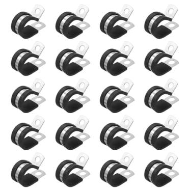 Imagem de HARFINGTON 20 braçadeiras de aço inoxidável de 18 mm (11/40.6 cm) grampos de conduíte acolchoados de borracha clipes de alça para instalação doméstica industrial automotiva fio de tubo