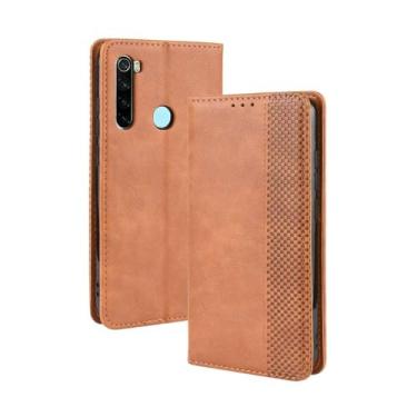 Imagem de Capa para Xiaomi Redmi Note 8T,Retro Flip magnético,Caso de telefone de couro PU,Design de carteira com 3 slots de cartão e 1 clipe de dinheiro -Brown