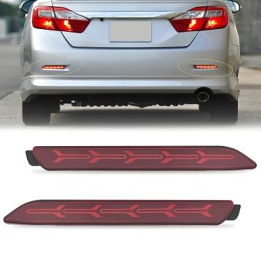 Imagem de Nilight Luz traseira de para-choque traseiro compatível com Toyota Camry 2006 2007 2008 2009 2010 2011 2012 2013 2014 Lente vermelha refletor LED luzes traseiras de freio sequenciais piscando