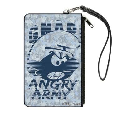 Imagem de Buckle-Down Carteira The Smurfs, Zip Clutch, The Smurfs Gnap Angry Army Pose Blues Grays, lona, Multicor, LARGE, Casual