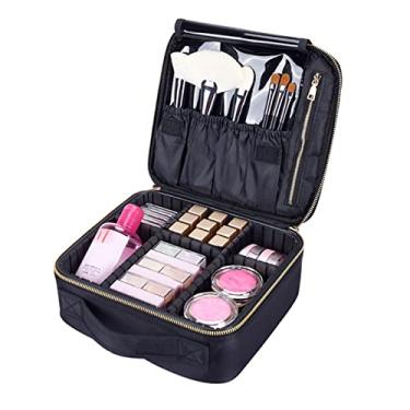 Imagem de de maquiagem,Maleta de viagem de maquiador com porta-escovas | Bolsa de armazenamento de cosméticos portátil dividida para pincéis de maquiagem esmaltes para unhas artigos de higiene pessoal B/a