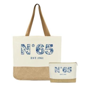 Imagem de Jeteman Presentes de aniversário de 65 anos para mulheres, bolsa de aniversário de 65 anos, presentes para amigas, irmãs, mãe, avó, esposa, tia, reutilizável, azul, floral, 1961, sacola de maquiagem