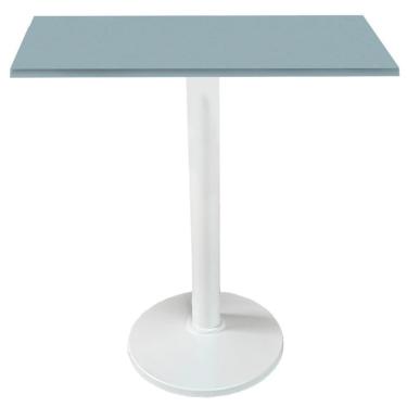 Imagem de Mesa Zeta Ferro Branco 75 Cm (alt) Disco Redondo Tampo Mdp Quadrado 70 Cm (larg) X 2,5 Cm (alt) Cinza