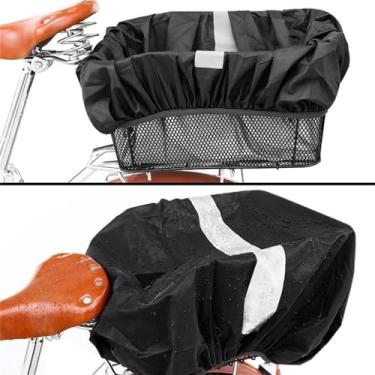 Imagem de Capa impermeável para cesta de bicicleta, capa protetora de forro interno de cesta de motocicleta elétrica, capa de chuva para mochila ao ar livre com faixa refletiva, 2 peças
