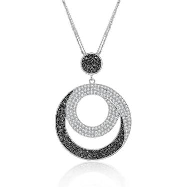 Imagem de Colar longo com pingente feminino, lua de cristal brilhante, colar grande com pingente, hipoalergênico banhado a ouro, prata, colar feminino longo em camadas, One size, Metal, Sem Pedra Preciosa