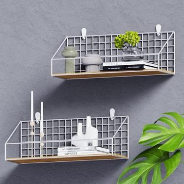 Imagem de Prateleira de metal combinada para armazenamento na parede, ganchos, organizador de parede, bandeja de armazenamento, acessórios para sala de artesanato, casa, escritório, banheiro, cozinha (branco, 2