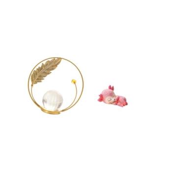 Imagem de Fenteer Escultura de Metal em Forma de Bola de Cristal, Estatueta Ornamental com Suporte para Corredor, Lareira, Quarto, Sala de Estar, Escritório. Resina Rep