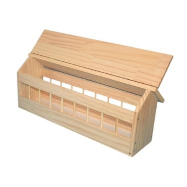 Imagem de Bothyi Alimentador para pombos, tigela para alimentação de pássaros, suprimentos para aves de quintal, comedouro de madeira para galinhas, dispensador de, M