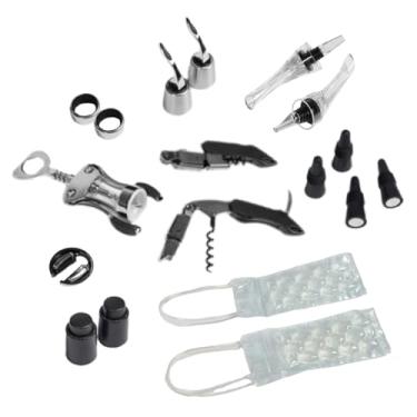 Imagem de FlyWithWine Kit de acessórios de vinho VinGardeValise – Conjunto de presente de vinho de 18 peças com abridor de saca-rolhas, despejadores de arejador, rolhas de vácuo, sacos de refrigerador de vinho