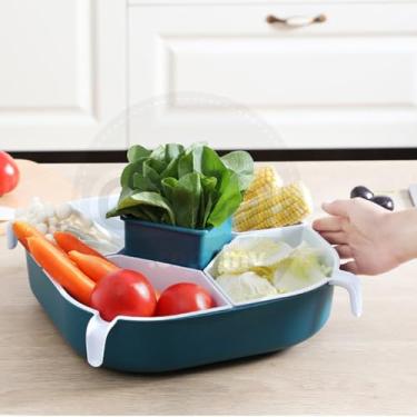 Imagem de Prato de Hot Pot Rotativo 360 Graus com Compartimentos Steamboat Container Caixa Armazenamento para Frutas Nozes Comida Grande Capacidade Fácil Usar Limpar Instalar Leve Resistente Plástico Grau Alime