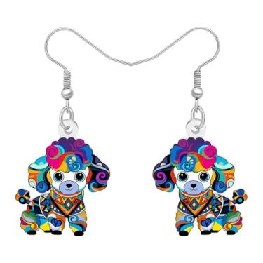 Imagem de DOWAY Brincos de poodle de acrílico com pingente adorável dourado para cães, joias para mulheres, berloques, acessórios de festa de aniversário, presentes, Medium, Acrílico, Sem pedra preciosa