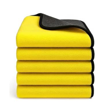 Imagem de Kit 05 Pano Flanela Microfibra Automotiva 30x40 30x60 400GSM Premium Toalha Para Lavagem Secagem Polimento de Carro Vidros Interior (30x60 cm)