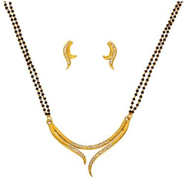 Imagem de Conjunto de joias femininas com strass branco étnico em madeira de bollywood indiana em tom dourado Touchstone