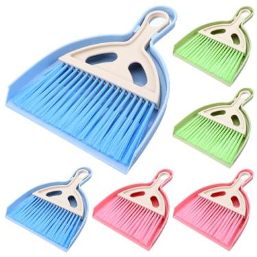 Imagem de Conjunto de 6 peças de vassoura pequena e pá de lixo, vassoura de mão e pá de lixo, conjunto de vassouras e pás de lixo com alça para limpeza de mesa, sofá, teclado, carro, bancada, ninho de animal de