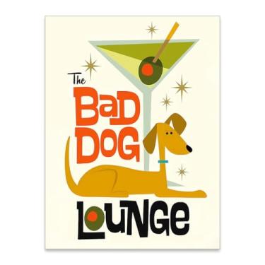 Imagem de Haitunone Funny Bad Dog Lounge arte de parede moda martini álcool pôsteres modernos funky bar carrinho impressões em tela para quarto apartamento decoração de parede 30,5 x 40,6 cm sem moldura