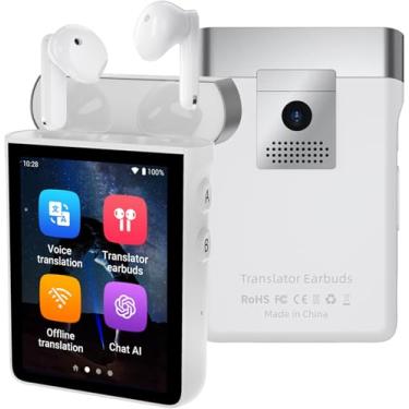 Imagem de Anfier Fones de ouvido de tradução A9S AI em tempo real, dispositivo tradutor de idiomas ChatGPT com 144 idiomas, sem necessidade de assinatura de aplicativo, tradutor offline/tradutor de fotos ao