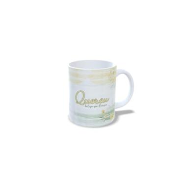 Imagem de Caneca de Cerâmica Branca 325ml com Alfabeto Floral, Nome Personalizado Alice, Letra Inicial com Flores Amarelas (q)