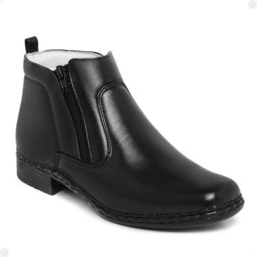 Imagem de Bota Social Masculina Botina Palmilha Gel Zíper Couro Legítimo Macio -