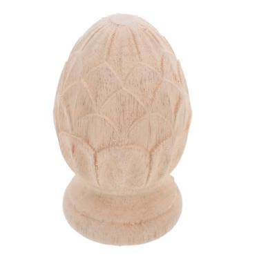 Imagem de PRETYZOOM Acabamento decorativo de escadas de madeira: extremidades de coluna esculpidas em abacaxi de 8 cm - Toppers de poste de madeira esculpida em estilo europeu - adiciona toque artístico ao seu