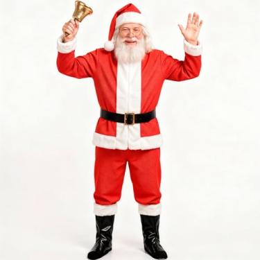 Imagem de Fantasia de Papai Noel Adulto Natal de Luxo Com Gorro