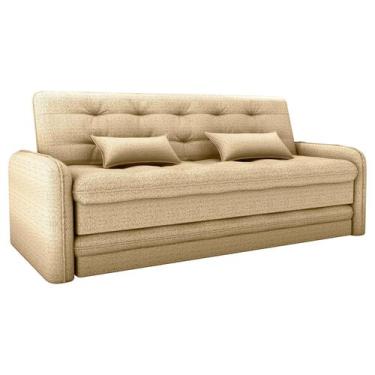 Imagem de Sofá Cama Madalena Reclinável com Cama Auxiliar 3 Lugares Tecido Linho