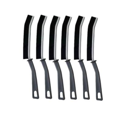 Imagem de 6 peças de escova de limpeza de lacunas com cabeça curva flexível para trilhos estreitos e ranhuras mortas, argamassa de azulejos de banheiro, trilhos de janela e porta, 6 peças