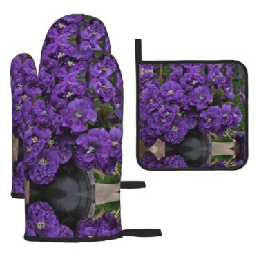 Imagem de Buquê de lavanda – Conjunto de cozinha essencial com 3 peças, luvas resistentes ao calor e aderência da tampa, proteção para churrasco no forno, design de armazenamento suspenso.