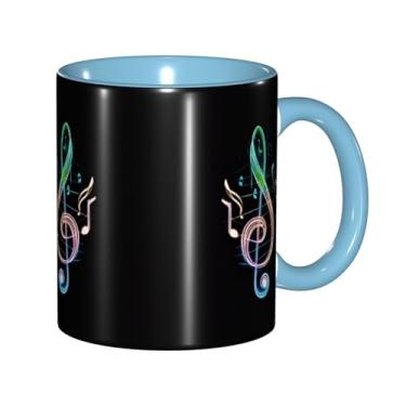 Imagem de Zeraoke Canecas de café criativas com impressão de música colorida, personalizadas, presente para família, tamanho de 325 ml, unissex