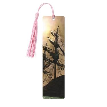Imagem de ZERAOKE Marcadores de página personalizados de madeira com estampa de navio pirata, acessórios exclusivos para homens e mulheres, atende a todas as necessidades dos amantes de livros, rosa