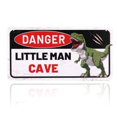 Imagem de Placa de Perigo Dinossauro, Placa Vintage Quarto Infantil com Tema Dinossauro Decoração para Porta Presente Meninos Decoração para Quarto de Bebé